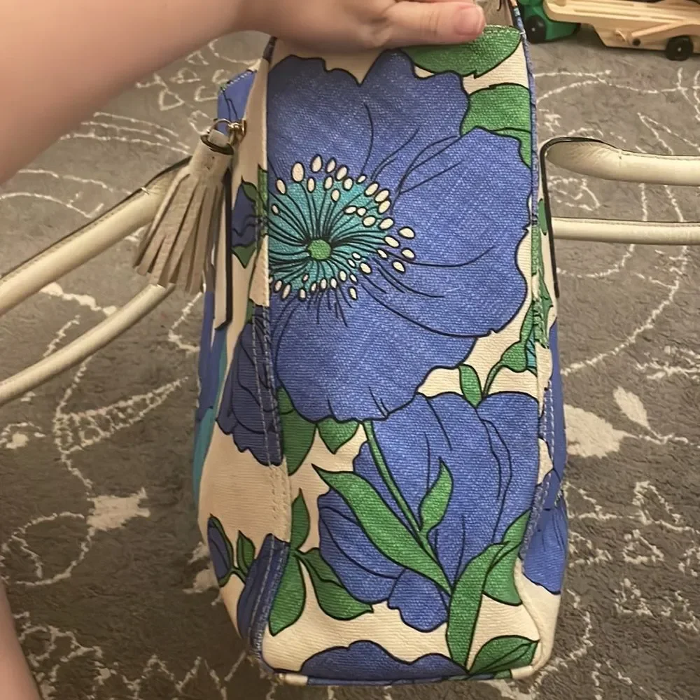 Kate Spade Blue Floral Canvas Style Large tote bag